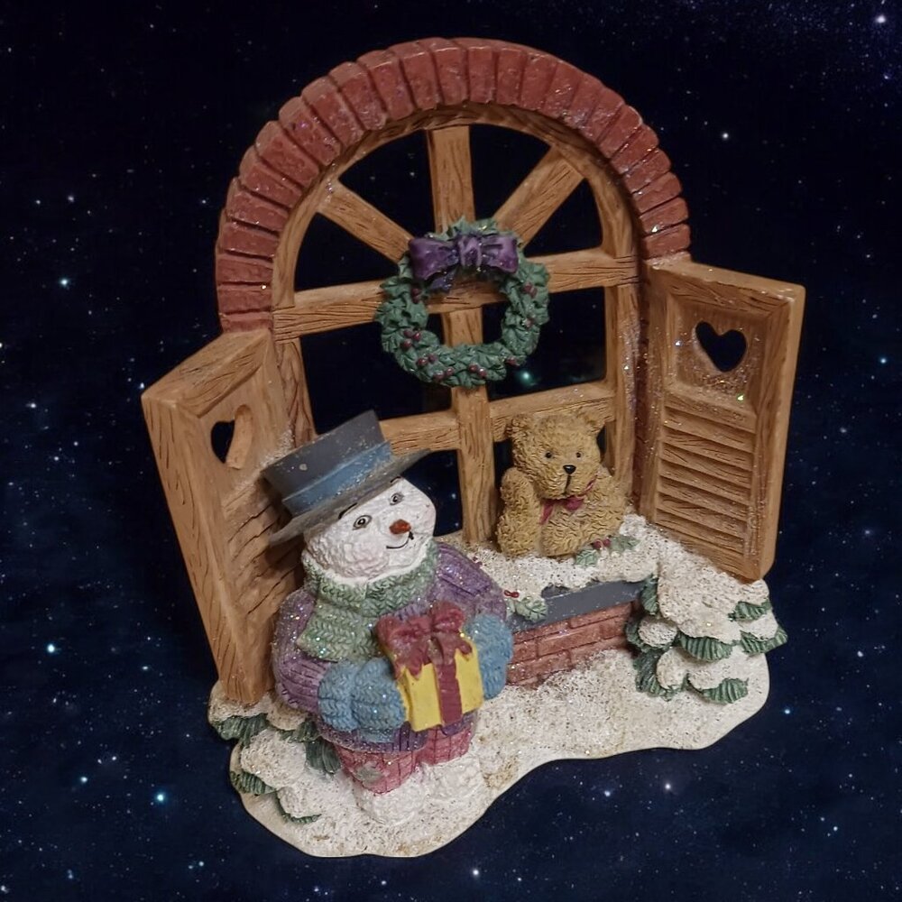 Rare 2001 'Christmas Stuffins' Snowman & Teddy Votive Candle Holder  Liv Canada